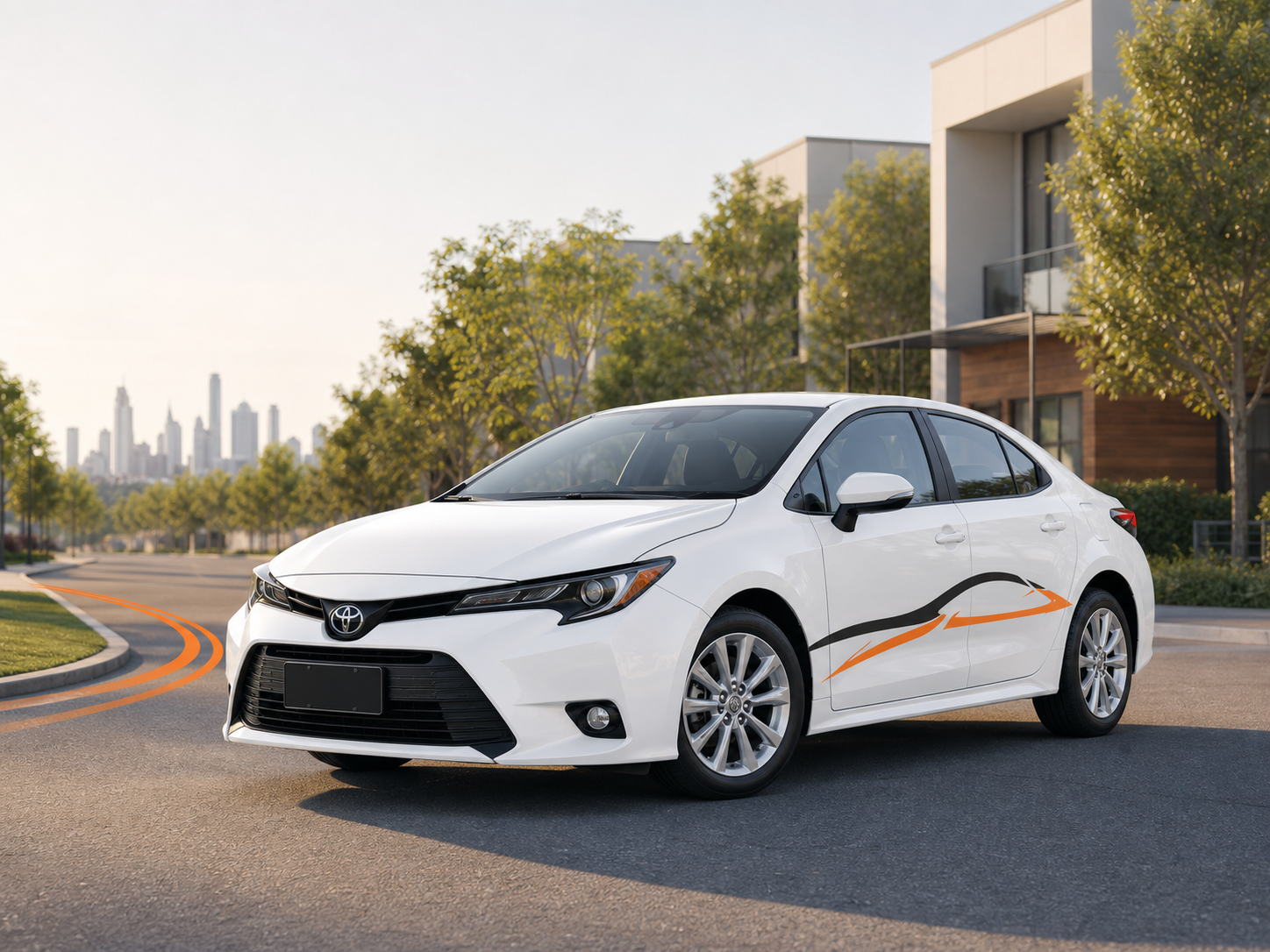 White HUANA PRIME Toyota Corolla Hybrid training car